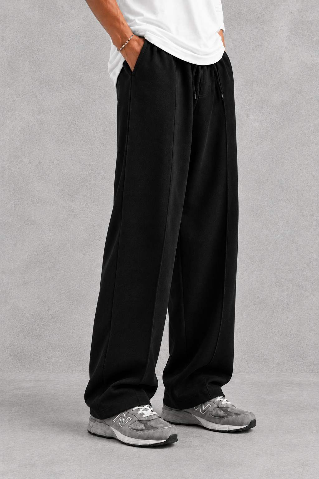 Pleated Black Baggy Trouser