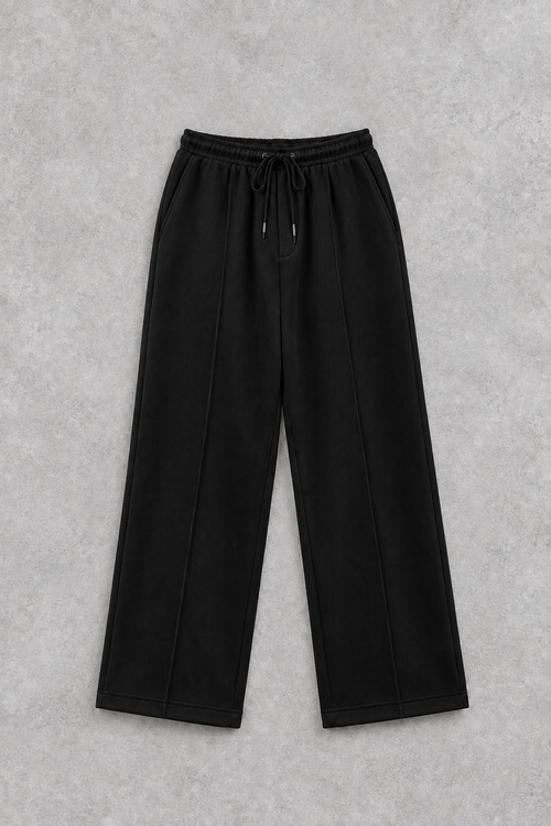 Pleated Black Baggy Trouser