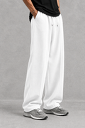 Pleated White Baggy Trouser
