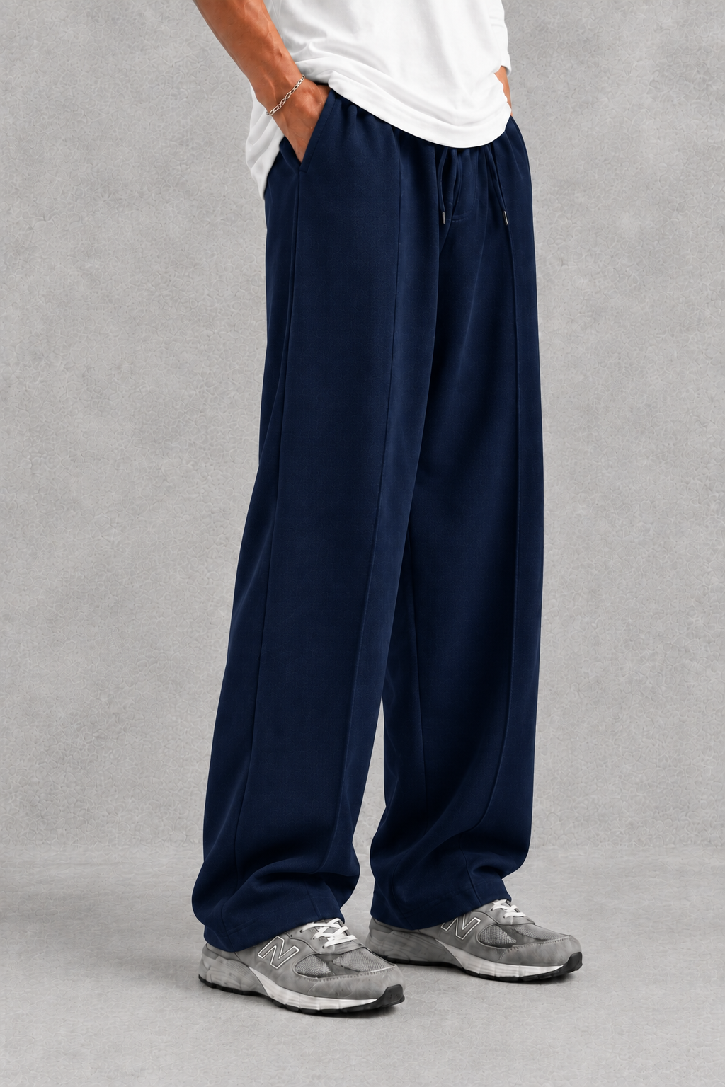 Pleated Blue Baggy Trouser