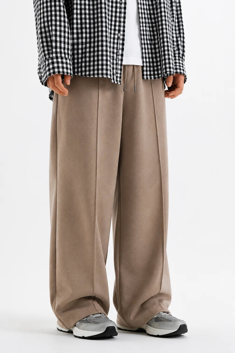 Pleated Light Brown Baggy Trouser